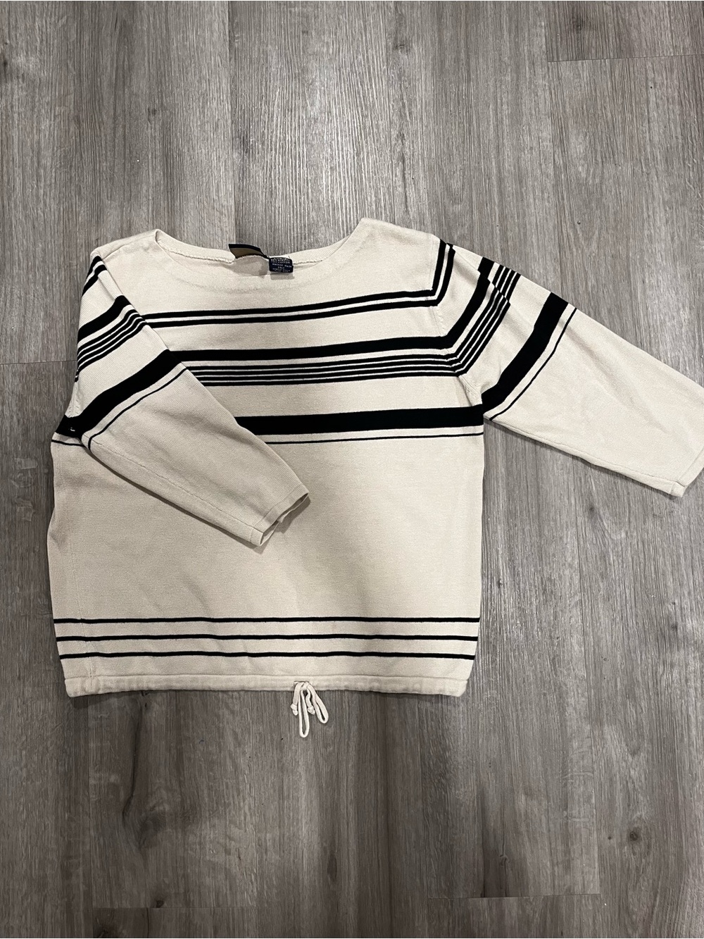 VTG Laura Scott Cream Striped 3/4 Sleeve Sweater | women’s medium